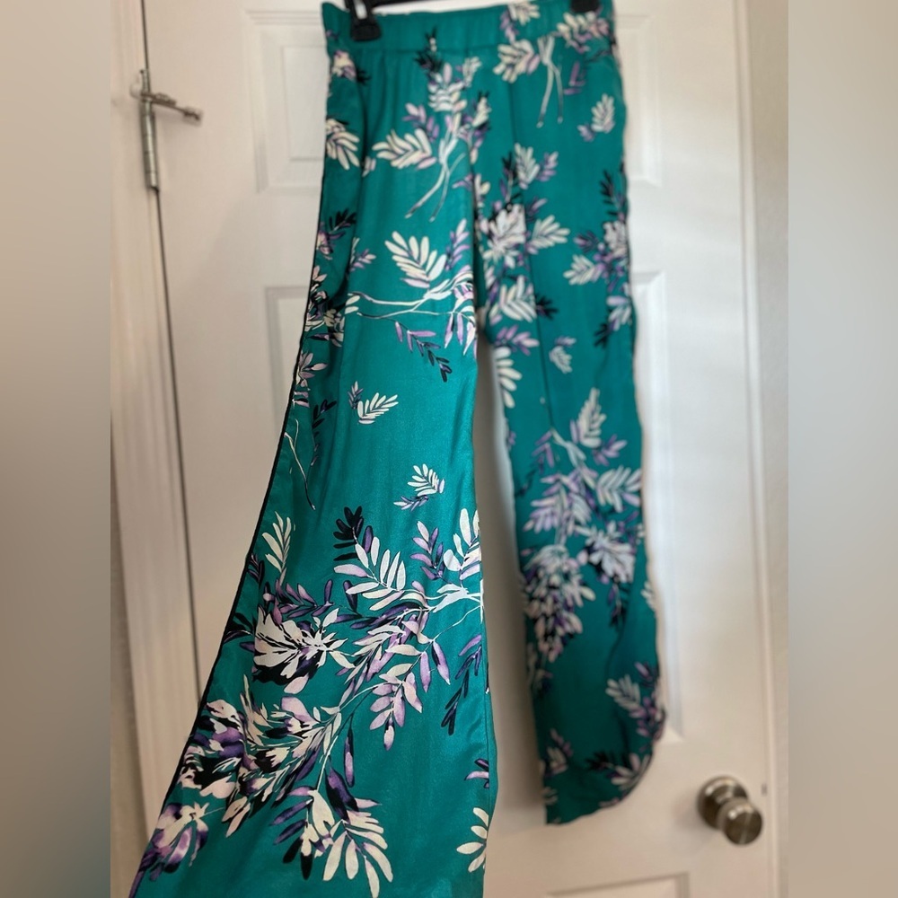 Johnny Was 100% Silk Floral Pants